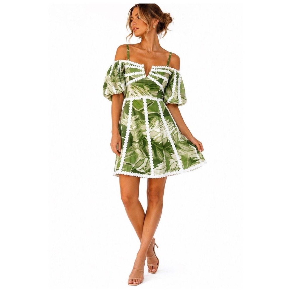 NWT Rachel Roy Tropical Palm Print Mini Dress Size 4 Retail $149